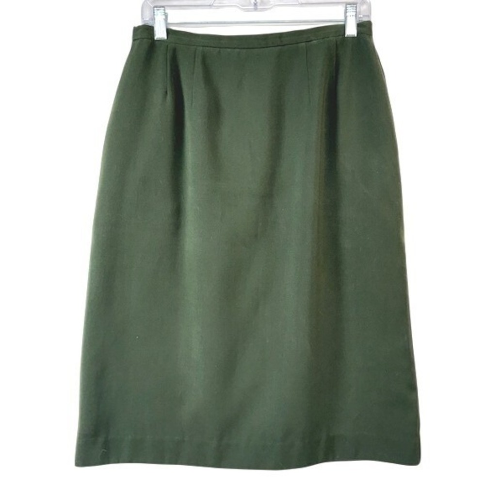 Koret Petites Olive Green Pencil Skirt Size 12P Vintage Tailored Straight Skirt